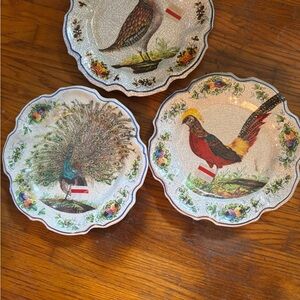 Set of 3 Lami Italy Peacock bird Decorative Wall Plates